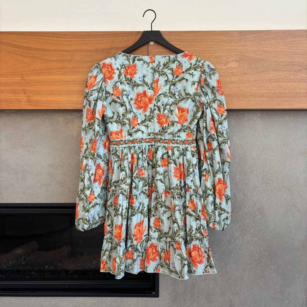 NWT AGUA BY AGUA BENDITA AVENA PEONIA ATARDECER MINI DRESS, SIZE M - Picture 15 of 16